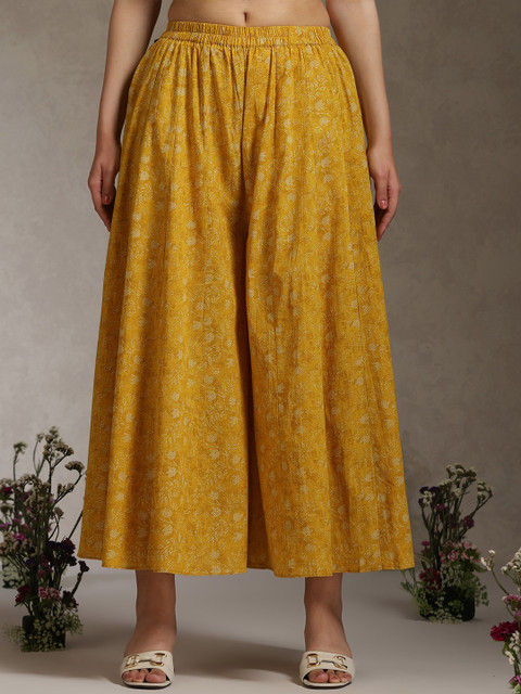 Khushal K Printed Cotton V-Neck Lace-Detailed Tunic With Palazzo Co-Ords - Image 7