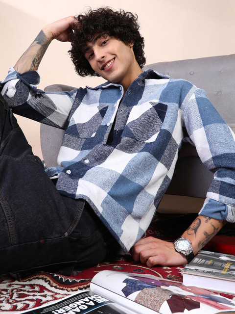 Campus Sutra Men Comfort Multi Stripes Checked Casual Shirt