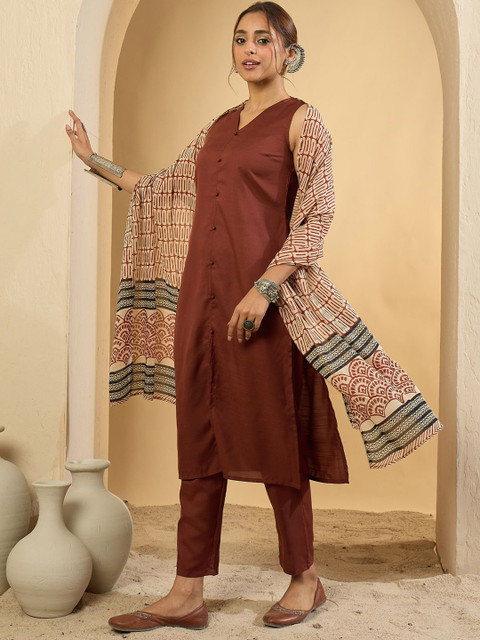 Indo Era Women Regular Kurta with Trousers & Dupatta - Image 5