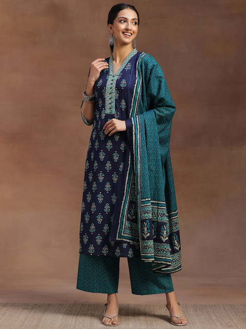 Libas Women Ethnic Motifs Printed Kurta with Palazzos & Dupatta