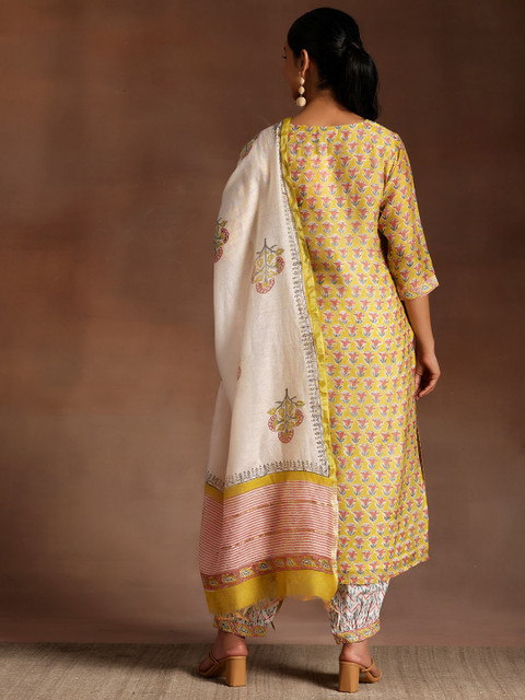 Libas Floral Printed V-Neck Straight Kurta With Salwar And Dupatta - Image 4