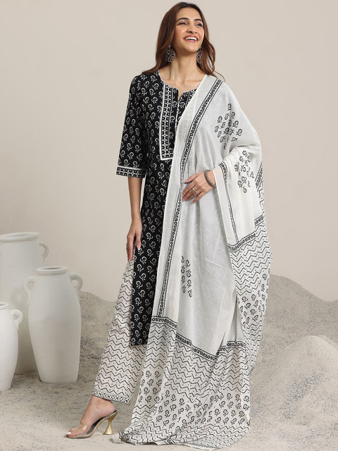 Libas Women Floral Printed Regular Gotta Patti Kurta sets - Image 2