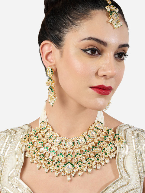 Zaveri Pearls Stone-Studded & Beaded Jewellery Set