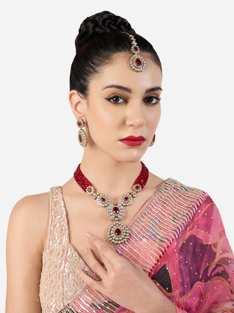 Zaveri Pearls Kundan-Studded Jewellery Set