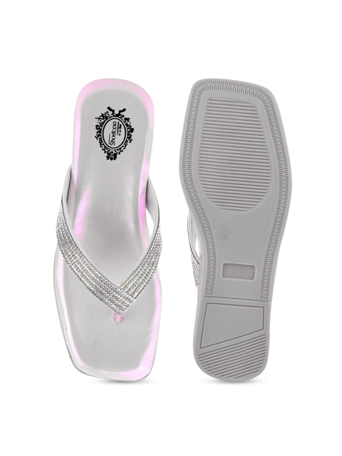 Stylestry Women Embellished Slip-On T-Strap Flats - Image 4