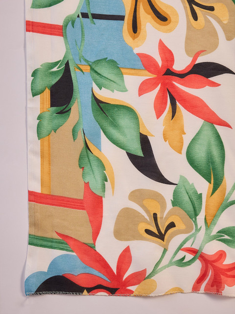 Sangria Floral Printed Cotton Unstitched Dress Material - Image 4