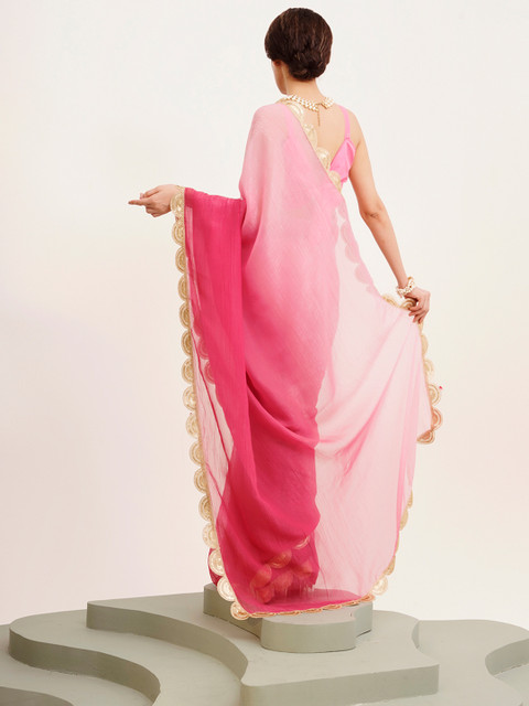 Kalista Ombre Sequinned Pure Chiffon Saree - Image 6