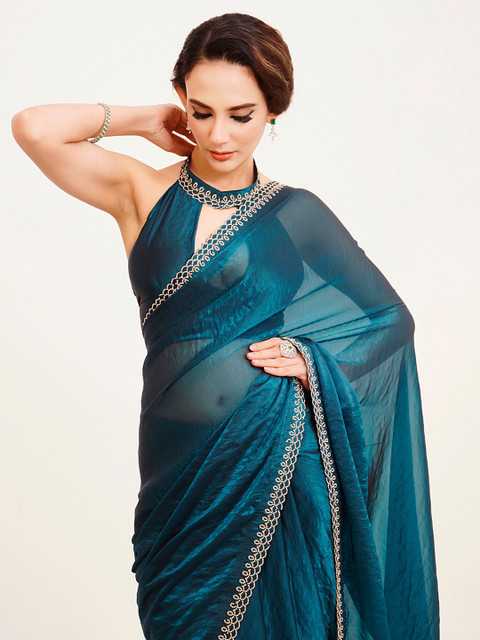 Kalista Embellished Beads and Stones Partywear Satin Saree
