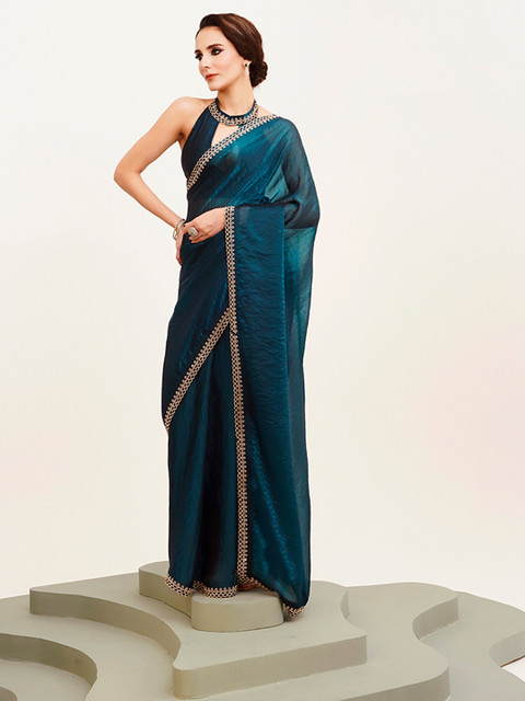 Kalista Embellished Beads and Stones Partywear Satin Saree - Image 2