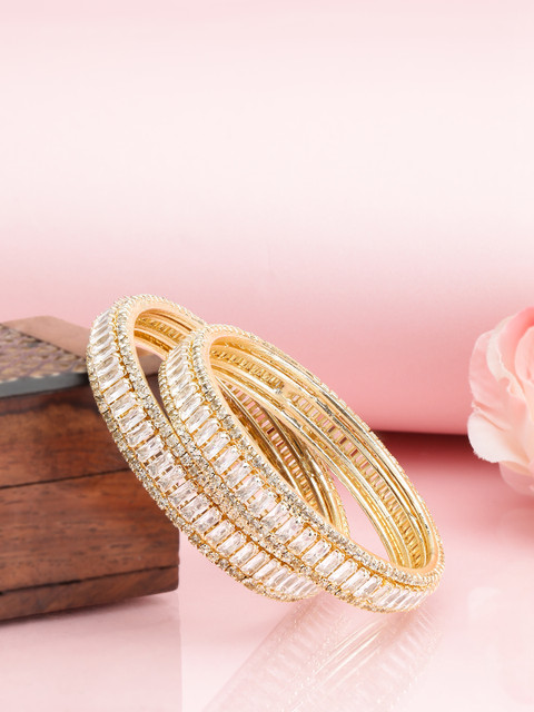 Panini jewels Set of 2 Gold-Plated Crystals Studded Bangles