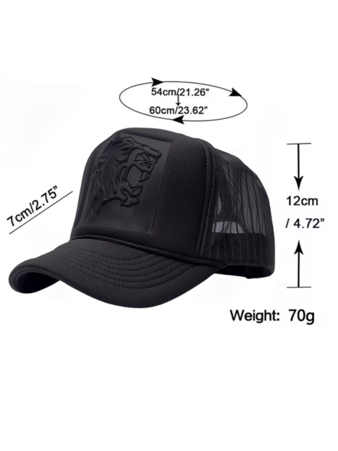 The Tie Hub Tiger Patch Embossed Unisex Adjustable Snapback Black Trucker Cap - Image 6