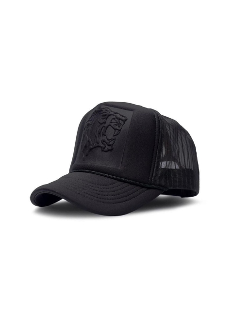 The Tie Hub Tiger Patch Embossed Unisex Adjustable Snapback Black Trucker Cap - Image 2