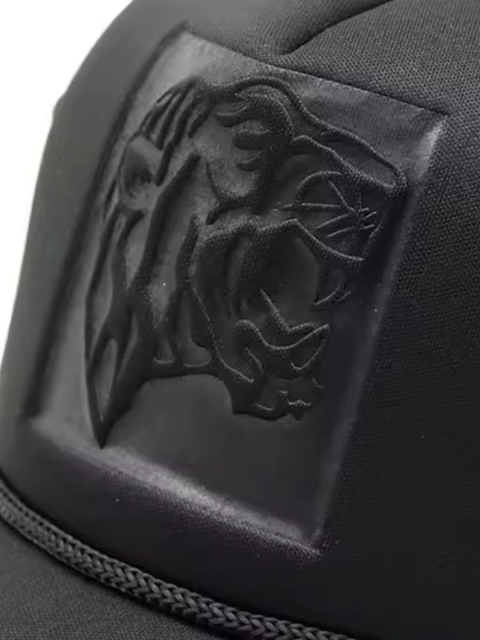 The Tie Hub Tiger Patch Embossed Unisex Adjustable Snapback Black Trucker Cap - Image 5