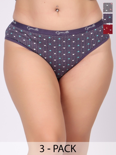 CYMRITE Set Of 3 Hipster Mid-Rise Briefs