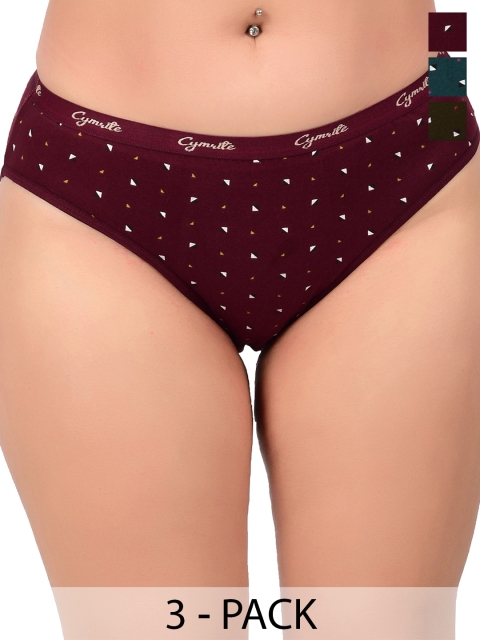 CYMRITE Set Of 3 Hipster Mid-Rise Briefs