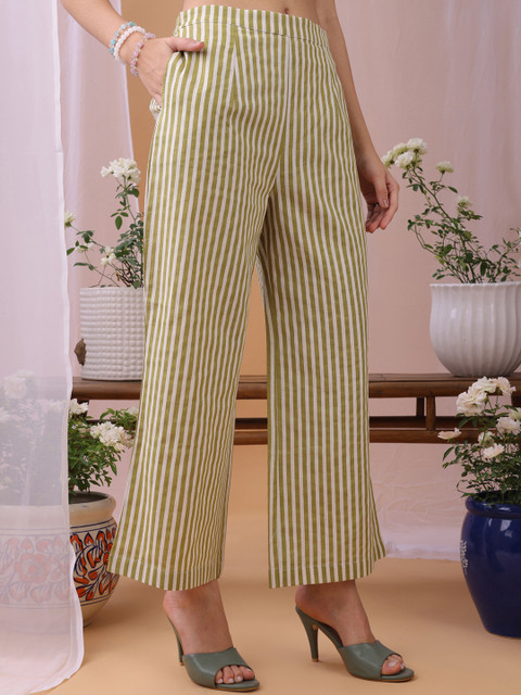 Fourleaf Floral Printed Mandarin Collar Top With Palazzo Co-Ords - Image 5