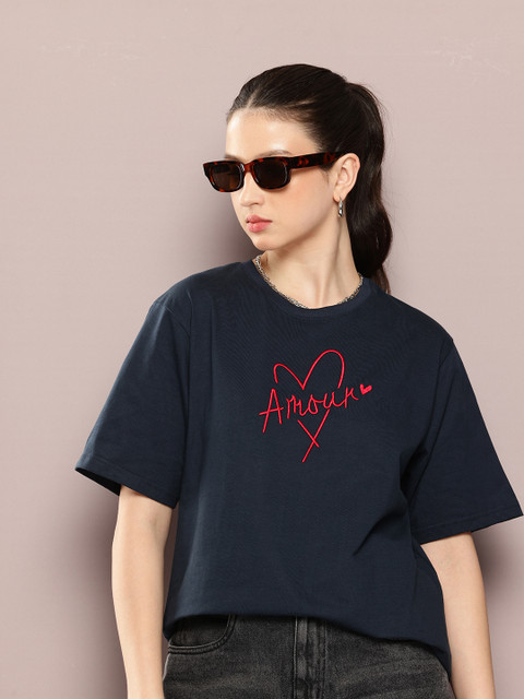 DILLINGER Women Oversized Embroidery Crew Neck Tshirt