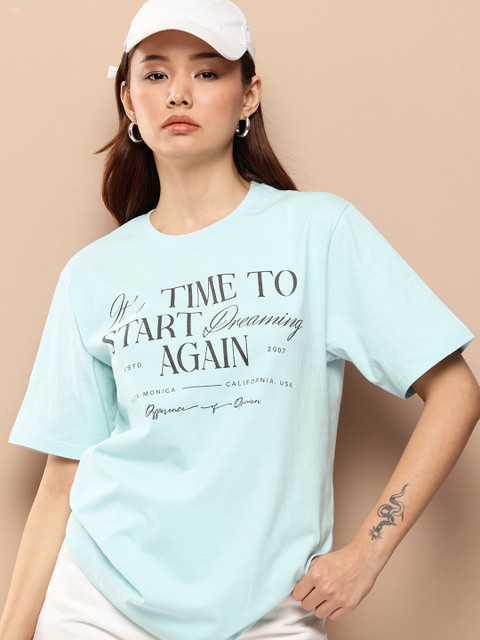 Difference Of Opinion Women Oversized Printed Crew Neck Tshirt