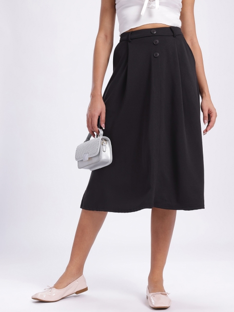 SZN Women Solid High-Rise A-Line Skirt