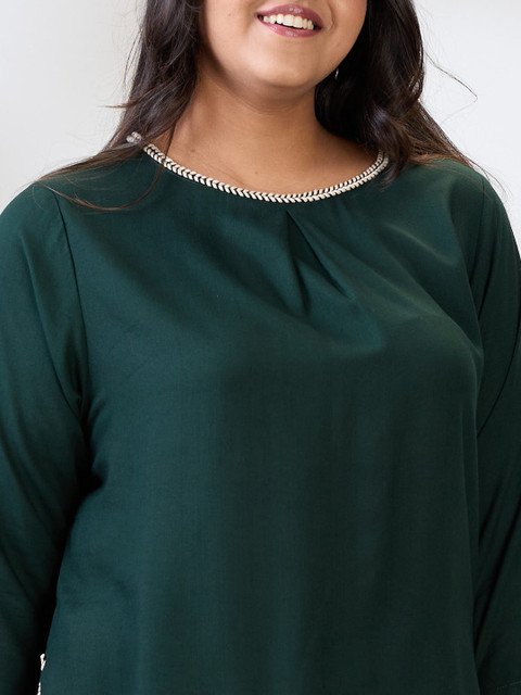 Globus Gloplus Round Neck Solid Plus Size Top & Trousers Co-Ord Set - Image 2