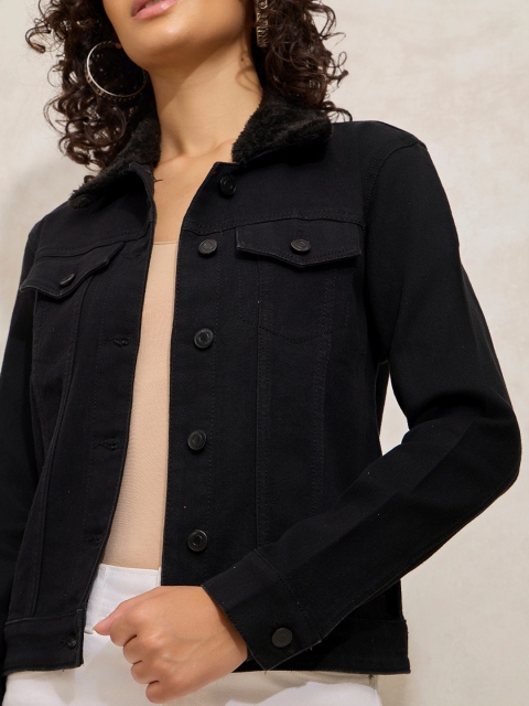 SHOWOFF Women Solid Windcheater Denim Regular Jacket - Image 3