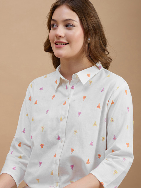 ZUMMER Embroidered Shirt Collar Shirt With Trousers Co-Ords