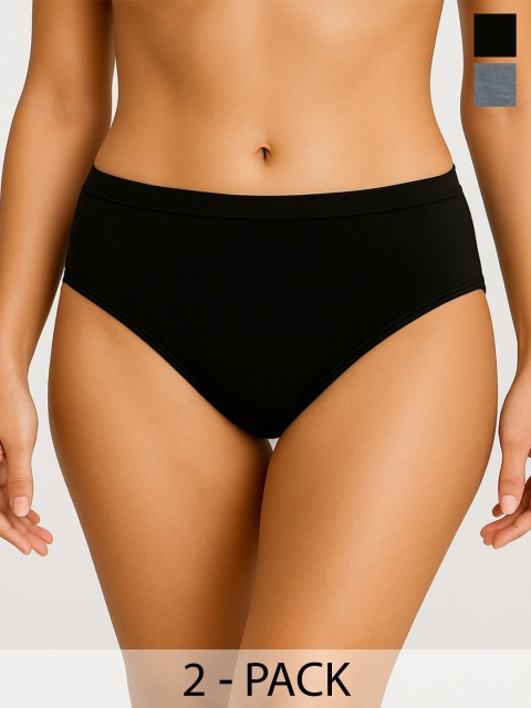 Moda Rapido Pack Of 2 Cotton Hipster Briefs + P-2 SUPER IND GREY BLACK_S
