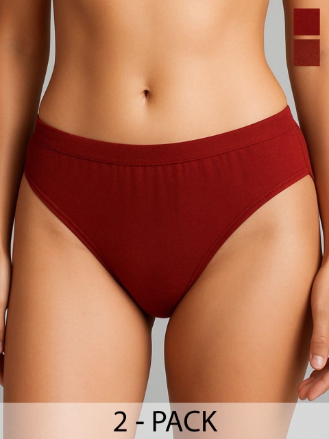 Moda Rapido Pack Of 2 Cotton Hipster Briefs + P-2 SUPER IND MAROON MAROON_S