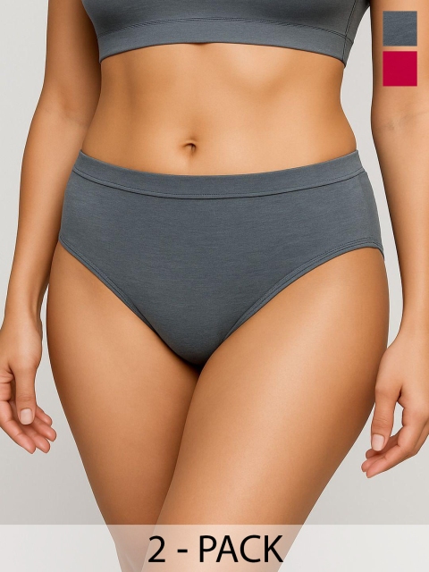 Moda Rapido Pack Of 2 Cotton Hipster Briefs + P-2 SUPER IND GREY RANI_S