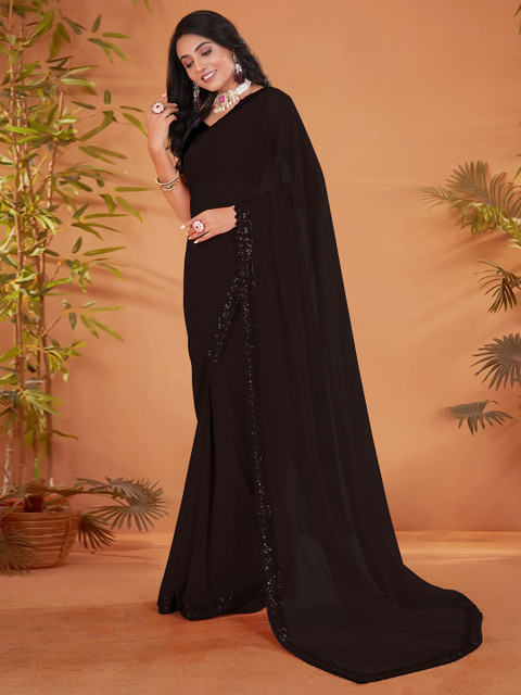 Sangria Embellished Sequinned Pure Georgette Saree - Image 2