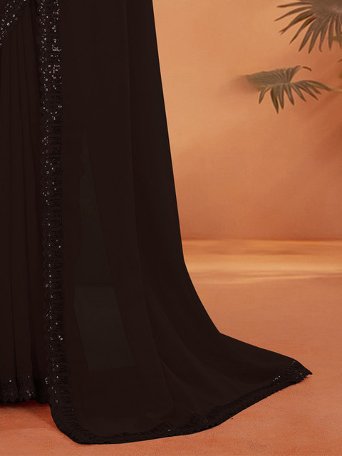 Sangria Embellished Sequinned Pure Georgette Saree - Image 5