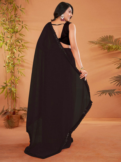 Sangria Embellished Sequinned Pure Georgette Saree - Image 3