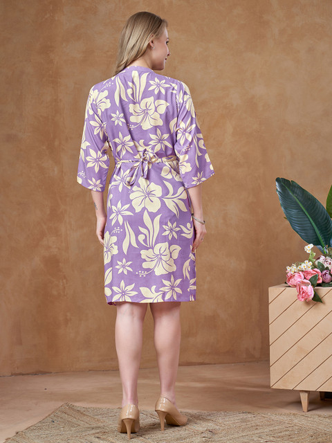 LOVELY MOM'S Women Floral Printed V-Neck Maternity A-Line Above Knee Dress - Image 5