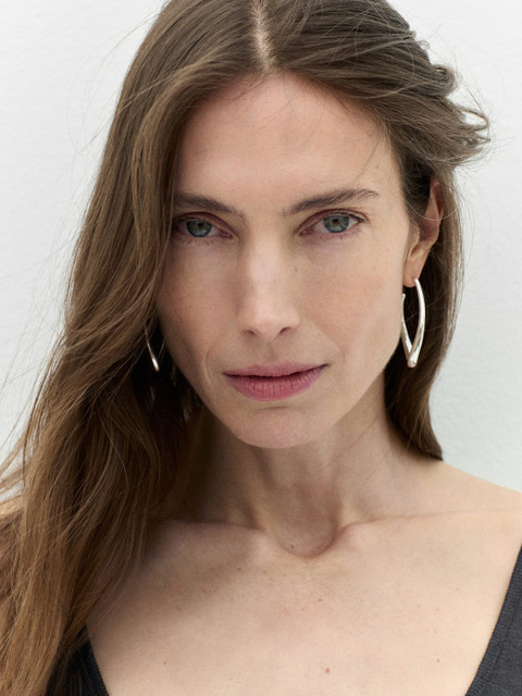 MANGO Oval Drop Earrings