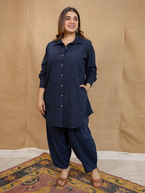 THE INDIAN ETHNIC CO Women Printed Block Print Loose Fit Cotton Salwar