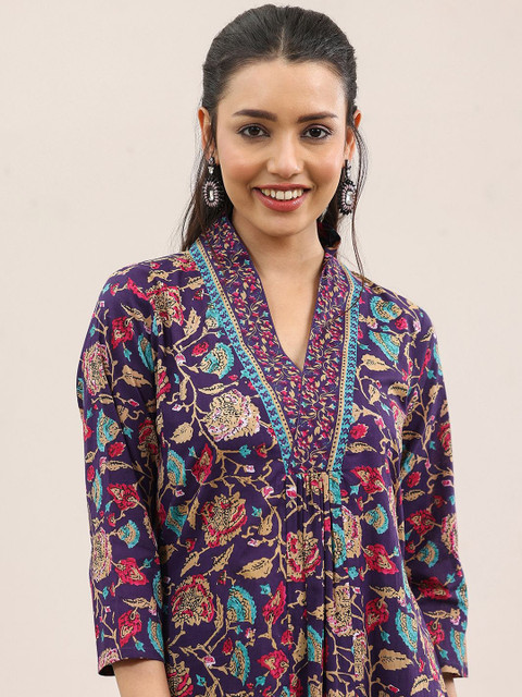 Libas Women Floral Printed Kurta with Palazzo & Dupatta - Image 3