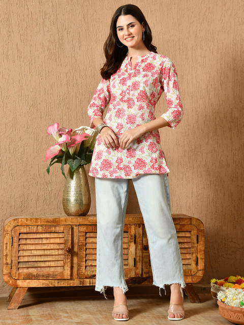 Anouk Rustic Floral Printed Pure Cotton Kurti - Image 5