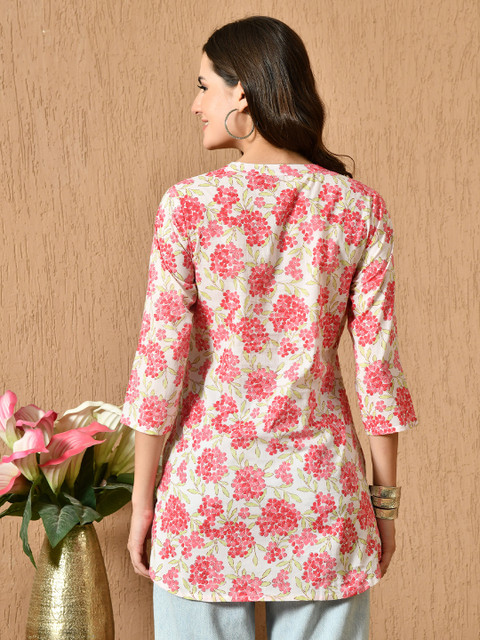 Anouk Rustic Floral Printed Pure Cotton Kurti - Image 4