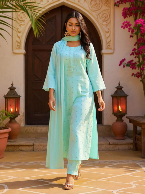 SZN Women Self Design Regular Kurta with Trousers & With Dupatta
