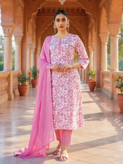 SZN Women Floral Printed Purple Kurta Sets