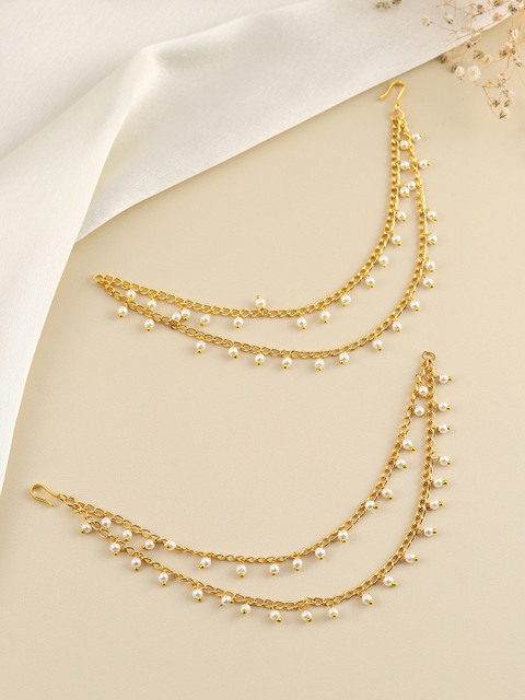 Peora Gold-Plated Beaded Contemporary Earrings