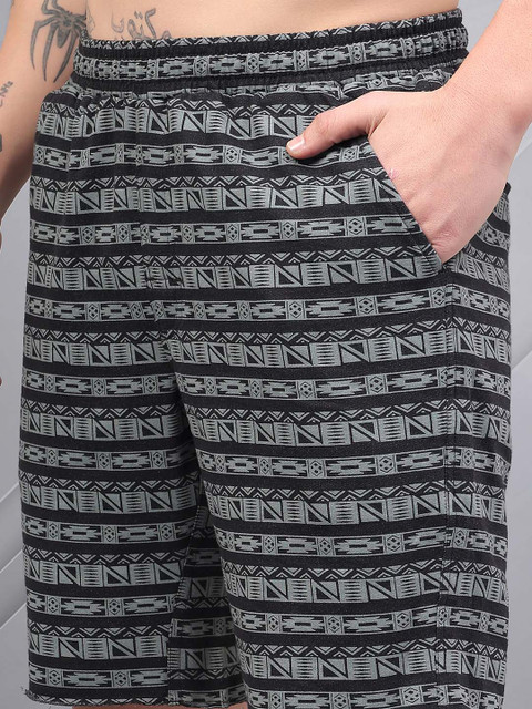 AKTIO Men Geometric Printed Cotton Lounge Shorts - Image 4