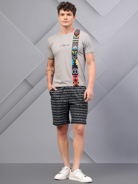 AKTIO Men Geometric Printed Cotton Lounge Shorts - Image 3