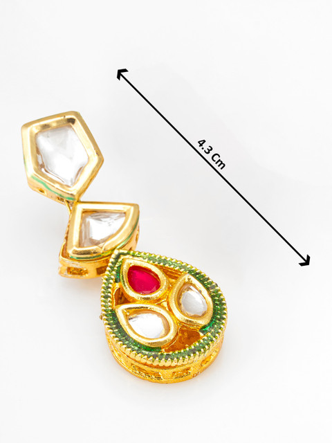 Anouk Gold-Plated Kundan Studded Geometric Shaped Drop Earrings - Image 4