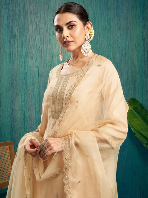 SANISA Women Ethnic Motifs Embroidered Sequinned Kurta with Trousers & Dupatta