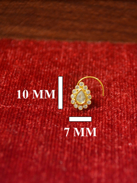 SHREEVARAM Rhodium-Plated Cubic Zirconia Ring Nosepin