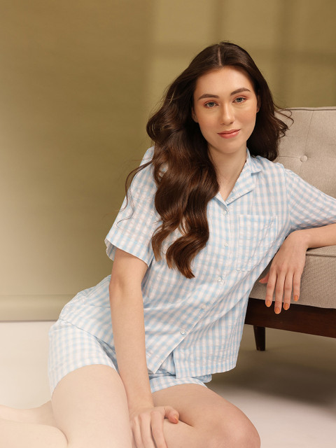 ETC Women Checked Pure Cotton Night suit