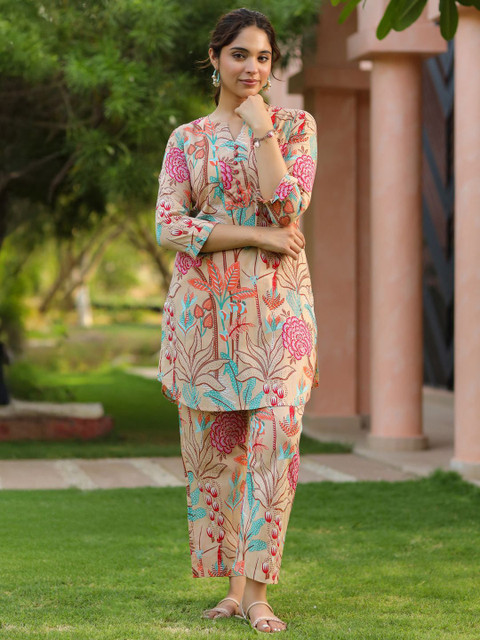 Rain & Rainbow Floral Printed Pure Cotton Tunic With Trouser - Image 5