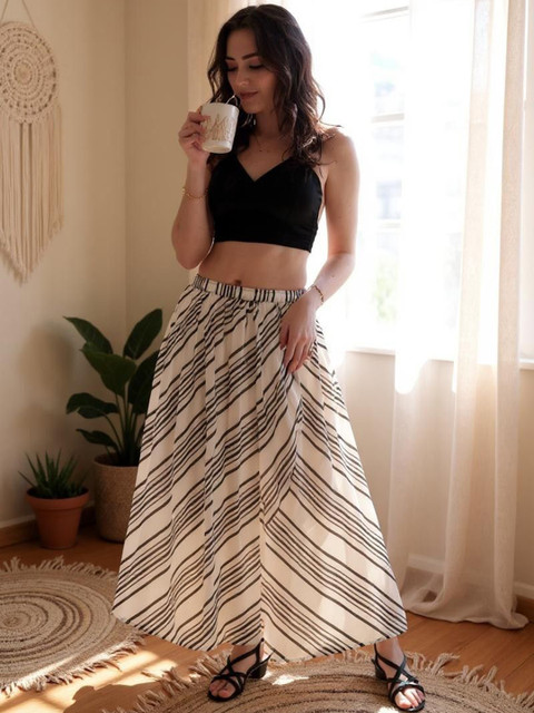 Hive91 Striped Flared Maxi Skirt