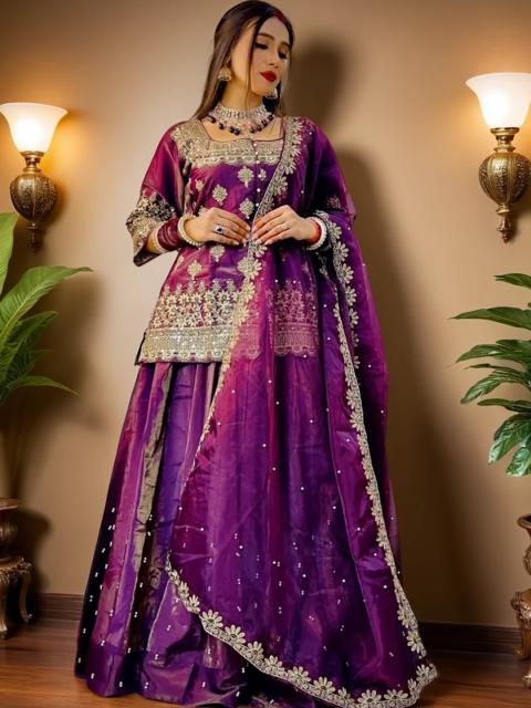 Brulry Embroidered Beads and Stones Ready to Wear Lehenga & Blouse With Dupatta